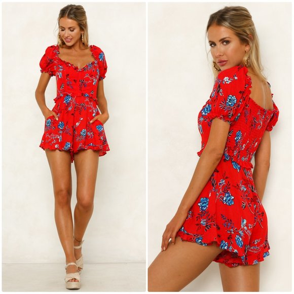 Hello Molly Pants - Hello Molly blue belle floral romper